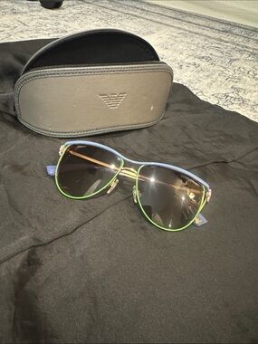 Emporio Armani Women's Blue & Green Aviator Sunglasses
